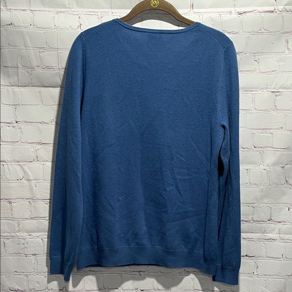Talbots Women's Pure Cashmere Blue V-Neck Sweater Size Large - Picture 3 of 4